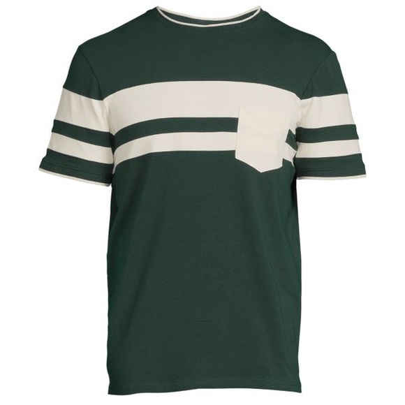 Ben Sherman Large Tee Shirt Crew Patch Pocket Blue White Stripe Navy Blue NWT - Picture 8 of 11